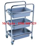 Xe thu dọn bát đĩa khung inox 3 tầng