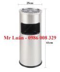 Thùng rác inox tròn gạt tàn 25x61