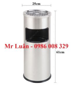 Thùng rác inox tròn gạt tàn 25x61