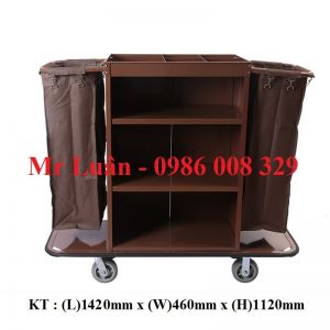 Xe đẩy dọn phòng khách sạn 2 túi