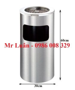 Thùng rác inox tròn gạt tàn 30x61