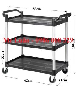 Xe đẩy nhựa đen 3 tầng size nhỏ