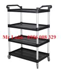 Xe đẩy phục vụ nhựa đen 4 tầng