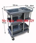 Xe đẩy thu dọn bàn ăn khách sạn nhựa xám