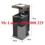 Thùng rác inox vuông đá hoa cương đen