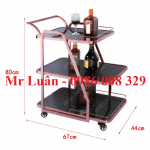 Xe đẩy phục vụ rượu đồ uống inox hồng XDR-H