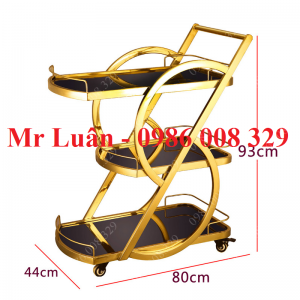 Xe đẩy phục vụ rượu đồ uống inox mặt kính