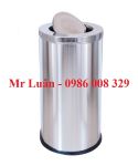 Thùng rác inox tròn nắp lật 38x73