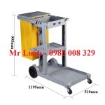 Xe dọn vệ sinh nhựa xám chữ L có túi