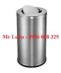 Thùng rác inox tròn nắp lật 48x83