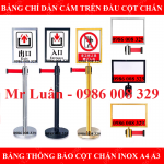 Bảng thông báo cắm trên đầu cột chắn inox