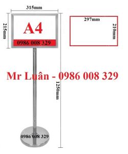 Bảng chỉ dẫn inox đứng 2 mặt A4 ngang