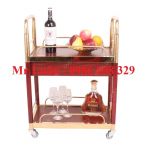 Xe đẩy rượu inox vàng có ngăn kéo