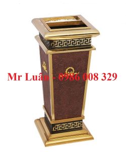 Thùng rác sảnh khách sạn bọc da đỏ