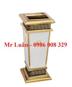 Thùng rác sảnh khách sạn da trắng