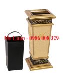 Thùng rác sảnh khách sạn bọc da vàng