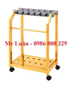 Kệ để ô dù inox vàng vát góc 12 ô có khóa