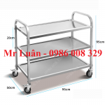 Xe đẩy thức ăn inox 3 tầng size lớn