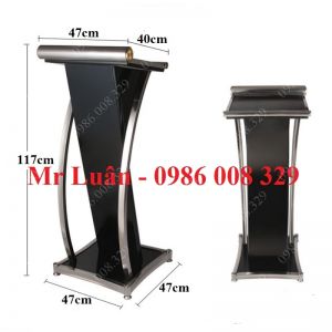 Bục phát biểu sự kiện inox màu gỗ đen