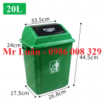 Thùng rác nhựa xanh nắp đẩy 20L