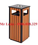 Thùng rác gỗ ngoài trời hình vuông