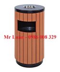 Thùng rác gỗ ngoài trời hình tròn