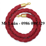 Dây thừng bện đỏ khóa vàng cột chắn inox