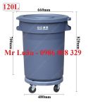 Thùng rác nhựa tròn nhà bếp 120L
