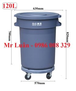 Thùng rác nhựa tròn nhà bếp 120L