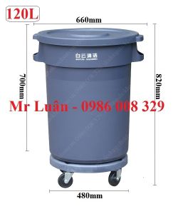 Thùng rác nhựa tròn nhà bếp 120L