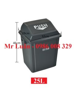Thùng rác nhựa xám nắp lật 25L