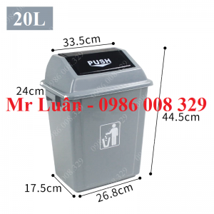 Thùng rác nhựa xám nắp đẩy 20L