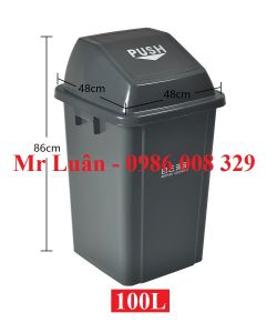 Thùng rác nhựa xám nắp lật 100L