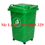 Thùng rác nhựa xanh 60L có bánh xe