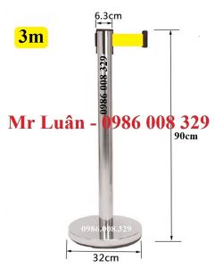 Trụ barrier inox dây kéo 3m vàng