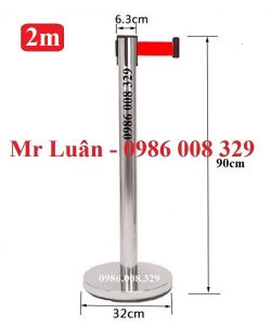 Cột chắn inox dây kéo căng 2m đỏ