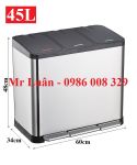 Thùng rác inox đạp chân 45L 3 ngăn