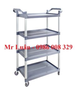 Xe đẩy thức ăn nhựa xám 4 tầng