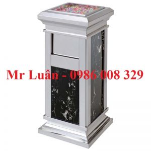 Thùng rác inox trắng đá hoa cương