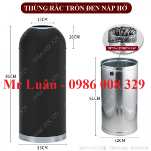 Thùng rác sảnh bỏ rác trực tiếp màu đen