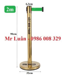 Cột chắn inox vàng dây 2m xanh lá