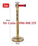 Cột chắn inox vàng dây 3m đỏ