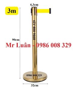 Cột chắn inox vàng dây 3m vàng