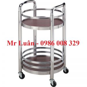 Xe đẩy phục vụ rượu inox trắng 07B