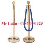Trụ inox vàng dây nhung xanh