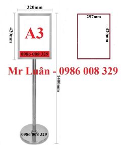 Bảng chỉ dẫn inox đứng 2 mặt A3 dọc