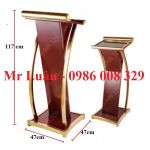 Bục phát biểu inox vàng gỗ đỏ