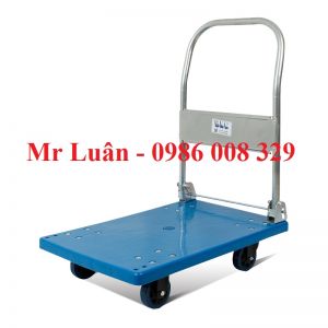 Xe đẩy hàng nhựa xanh tay gập