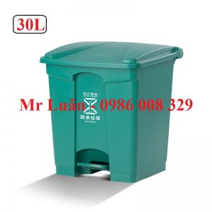 Thùng rác nhựa đạp chân 30L xanh
