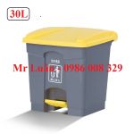 Thùng rác nhựa đạp chân 30L xám vàng